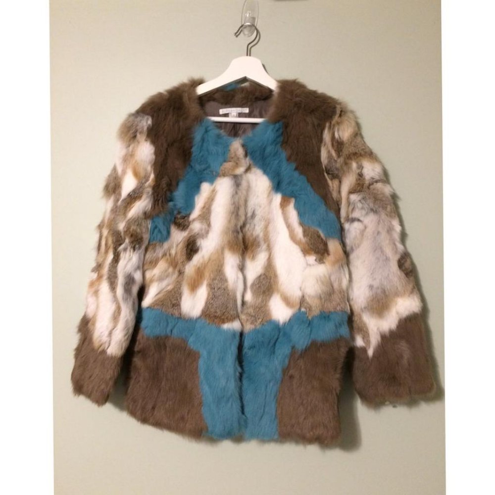 Alphamoment Genuine Rabbit Fur Coat NEW Size 6US